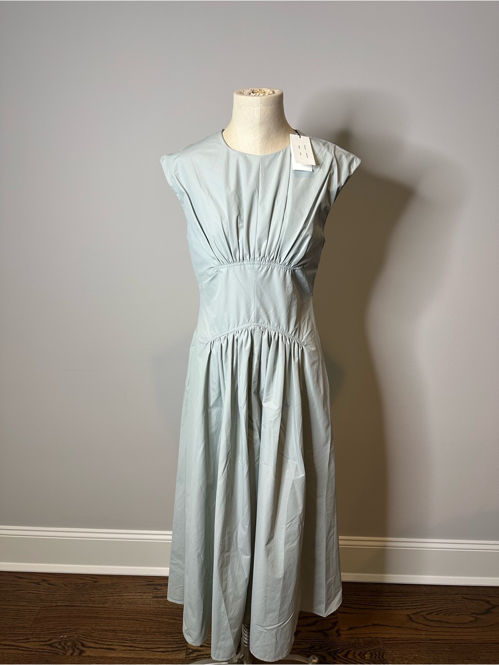 Proenza Schouler Pale Blue Gathered-Waist Maxi Dress